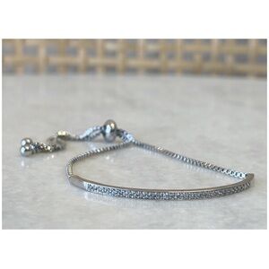 Fashion Jewelry Thin Silver Rhinestone Drawstring Bracelet